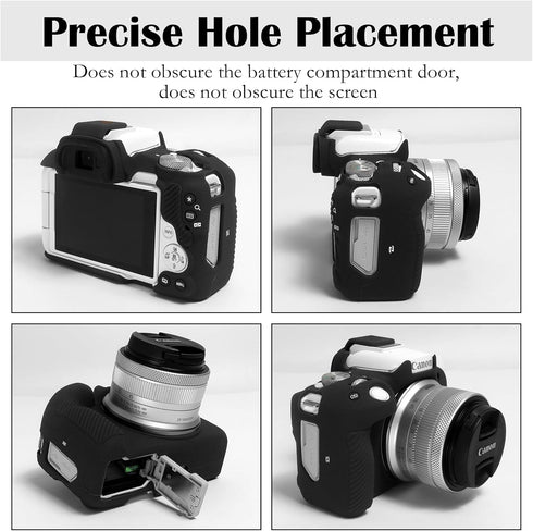 R50 Camera Case, Buttons Marking Protective Camera Cover for Canon EOS R50 Mirrorless Vlogging Camera, Soft Silicone Case Lightweight Body Skin Bag Cover Black