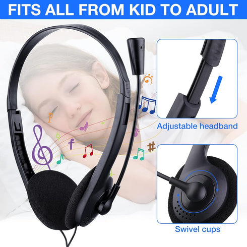 Yunsailing 30 Pack Classroom Headphones with Microphone | Lightweight Adjustable Earphones | 3.5 mm Jack