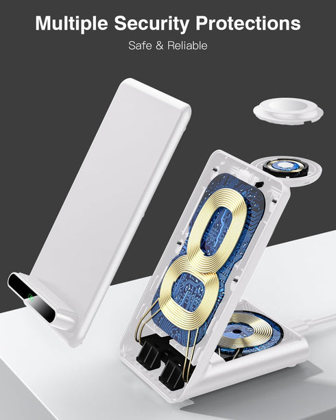 3 in 1 Wireless Charging Stand, Fast Wireless Charger for Apple Watch Ultra 10 9 8 7 6 SE 5 4 3, Made for iPhone