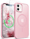 ORETECH Magnetic iPhone 12 Case, Light Pink Frosted Translucent, 15 FT Drop Protection, 2 Pcs Screen Protectors