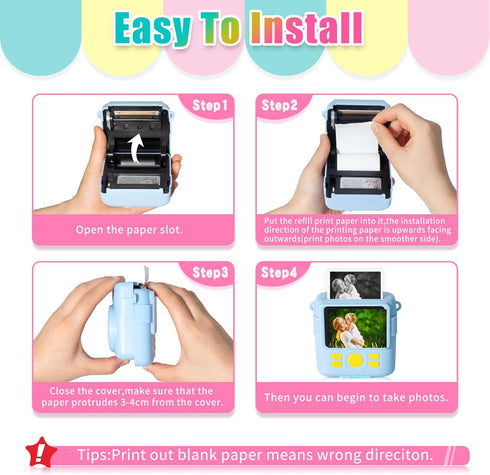 12 Rolls Instant Print Camera Refill Paper for Kids, Hikkon Thermal Print Paper Rolls for Most Instant Cameras