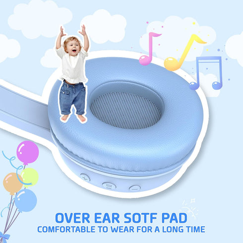 Kids Bluetooth Headphones, Wireless Over-Ear Headphones with 85dB Volume Limiter, 30H Playtime, Adjustable Headband