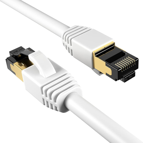 Cables Direct Online Cat8 White 7FT SFTP Ethernet Patch Cable, 40Gbps 2000Mhz Shielded Copper