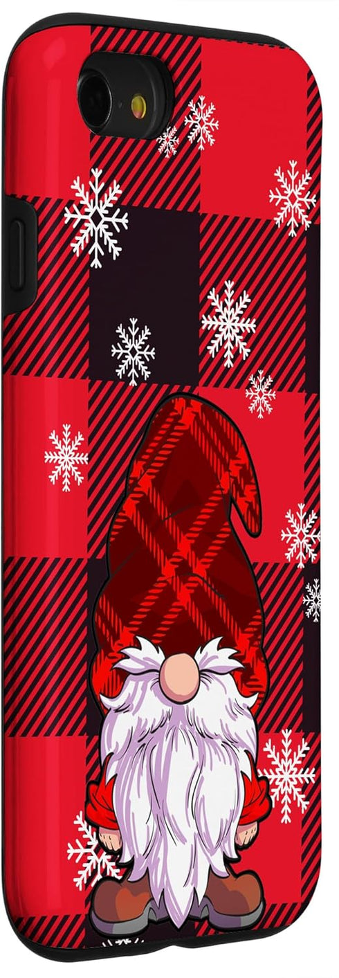 Red Buffalo Plaid Gnomes Snowflake Case for iPhone SE (2020), 7, 8 - Perfect Christmas Phone Accessory!