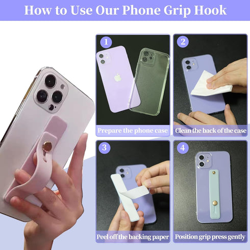 Meroqeel 4 Phone Grips Strap Holder for Hand Grip, Adhesive Cellphone Case Accessories Sticky Gripper Handle Holders