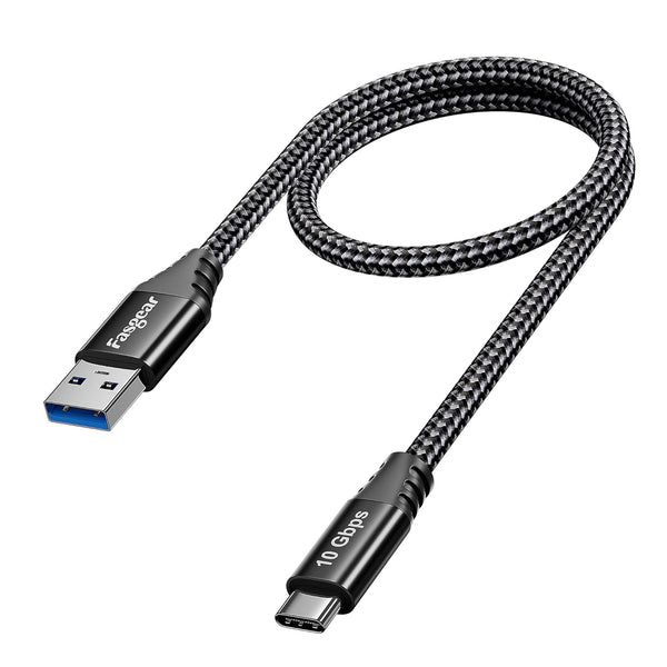 Fasgear USB Type C Cable 1.65ft: Short USB A to C 3.2 Gen 2 Cord Braided - 10Gbps Android Auto Type C Data Cable - 3A