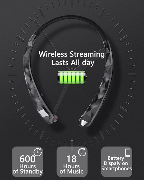 Finpola 5.3 IPX5 18H Neckband Bluetooth Headphones, Retractable Headphone Bluetooth & Waterproof, Neckband Headphones