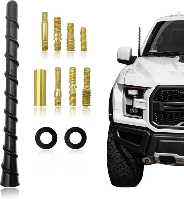 Rdxcv Car Spiral Antenna, 7 Inch Waterproof PVC Rubber Radio Antenna with Threaded