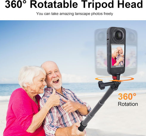 Mechrig 19" (6.7"-18.9") 360 Insta360, YD024 Short Selfie Stick, Compact & Lightweight Monopod Pole with Tripod Adapter