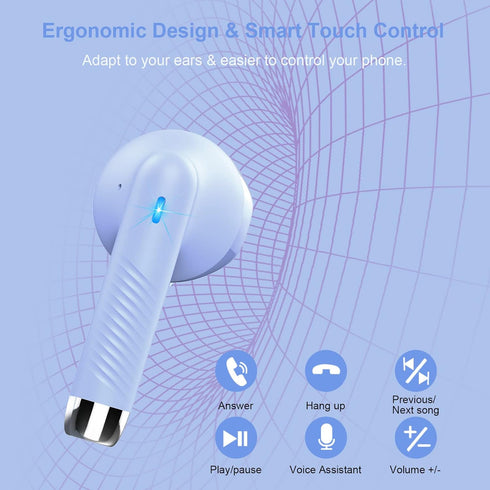 Wireless Earbuds, Bluetooth 5.3 Headphones in Ear with Noise Cancelling Mic, Stereo Bass, IP7 Waterproof Sports