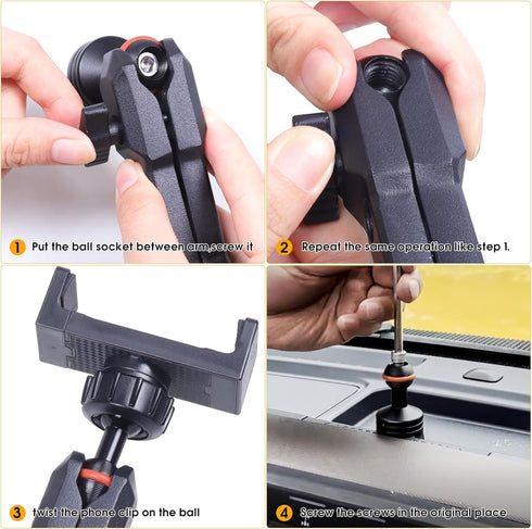 Dashboard Phone Holder Mount for Ford Bronco 2021-2024, 360° Adjustable Car Accessories for 2 Door 4 Door