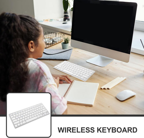 Veemoon Wireless Hebrew Keyboard, Ultra Slim Compact Keyboard for Laptop Computer (White)