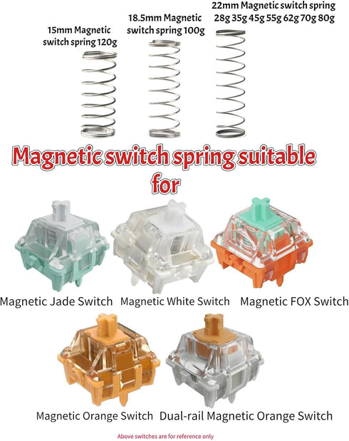 18.5mm Magnetic Keyboard Springs for Lekker Magnetic Switches, 100g Keyboard Springs, 70pcs/Box for 60% Mechanical