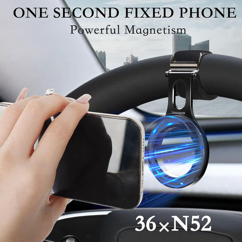 Vugosson Magnetic Phone Holder for Tesla, Steering Wheel Phone Mount for MagSafe Car Holder, Work on iPhone,Samsung