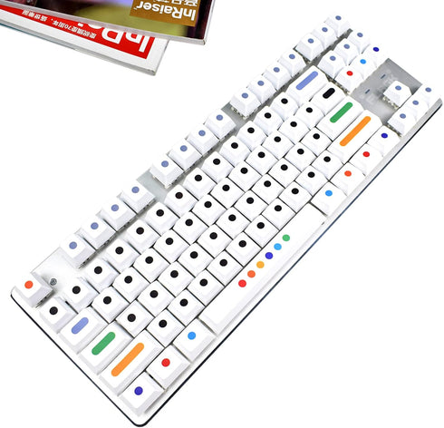 MOLGRIA Keycaps, GMK Dots White 129 Set for 60/65/80/100 Percent Keyboard, Custom PBT Cherry Profile KeyCaps for