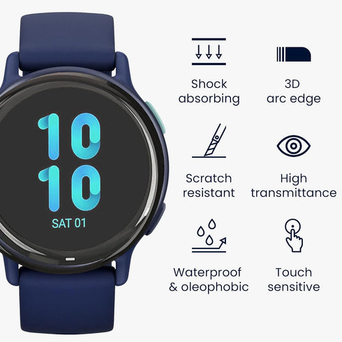 kwmobile Protective Film for Garmin vivoactive 5 / active 5, 2x Smart Watch Protector Anti-Fingerprint