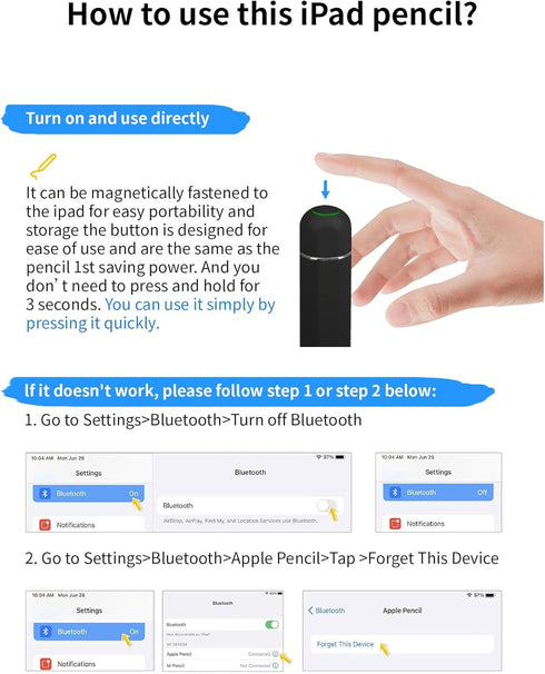 Stylus Pen for iPad - Fast Charging Apple Pencil with Palm Rejection, Tilt Sensitivity, Compatible with 2018-2022 iPad