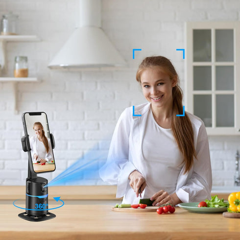 MOERTEK 360 Auto Face Tracking Selfie Stick Tripod for iPhone, Auto Rotating Face Tracking Tripod, Gesture Control, No