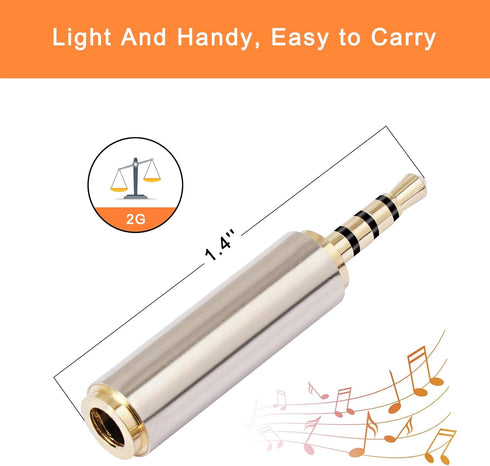 2.5mm to 3.5mm Adapter and 3.5mm to 2.5mm Adapter, Gold Plated Jack Stereo Connector for Smartphones