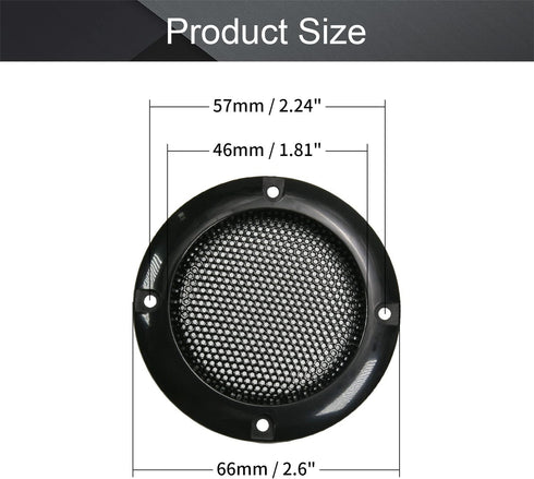Fielect 2" Speaker Grill Cover, Black Metal Trim Decorative Circle Grille with 8 Screws