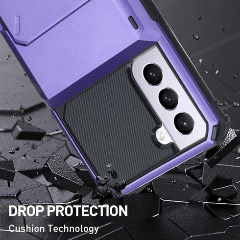 Wallet Case for Samsung Galaxy S22 with 4 Card Holder Slot - Shockproof Hybrid Heavy Duty Protection Armor Case