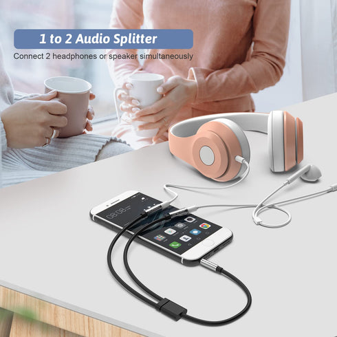 Headphone Splitter,3.5mm Extension Cable Audio Stereo Y Splitter (Hi-Fi Sound), 3.5mm Male to Female Dual Headset Jack Adapter for iPhone Samsung Tablet Laptop, PS4, Switch & More