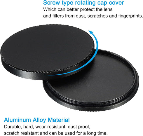 PATIKIL 49mm Lens Cap, Black Metal Lens Filter Stacks Cap Cover for 49mm Camera Circular Polarizing Fader ND Filter