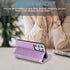 UEEBAI Wallet Case for Samsung Galaxy S21 Ultra 5G, Retro 9 Card Holder Slots, Zipper Pocket, Glitter Purple