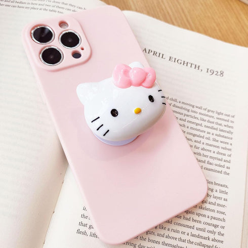 Kawaii Kitty Expanding Phone Grip, Cute Collapsible Mount Holder for Girls Women, Finger Snap Pop Grip Compatible with