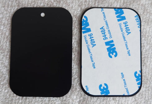 Metal Plates for Magnetic Phone Mount - Premium 2pcs Uni Strong Adhesive Sticker (Round or Rectangular) (2 Rectangular 1.75"" x 2.5""), Black