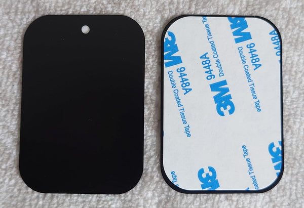 Metal Plates for Magnetic Phone Mount - Premium 2pcs Uni Strong Adhesive Sticker (Round or Rectangular) (2 Rectangular 1.75"" x 2.5""), Black