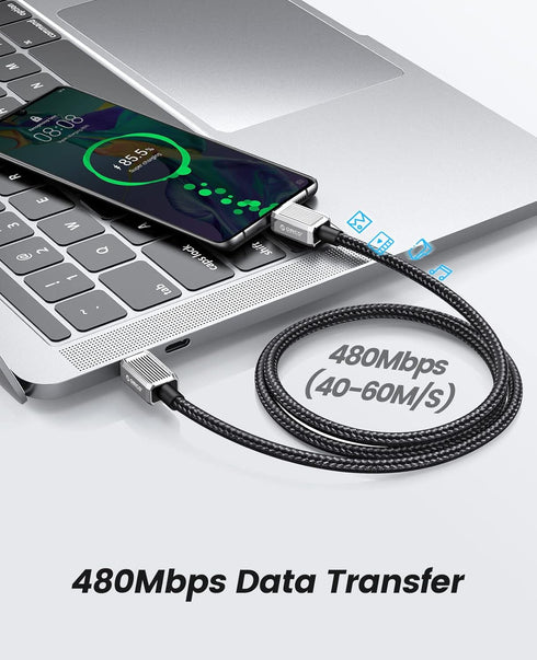 ORICO 60W USB C to USB C Cable, Nylon Type C Fast Charging Cable for iPhone 15/15 Pro/15 Plus, MacBook Air