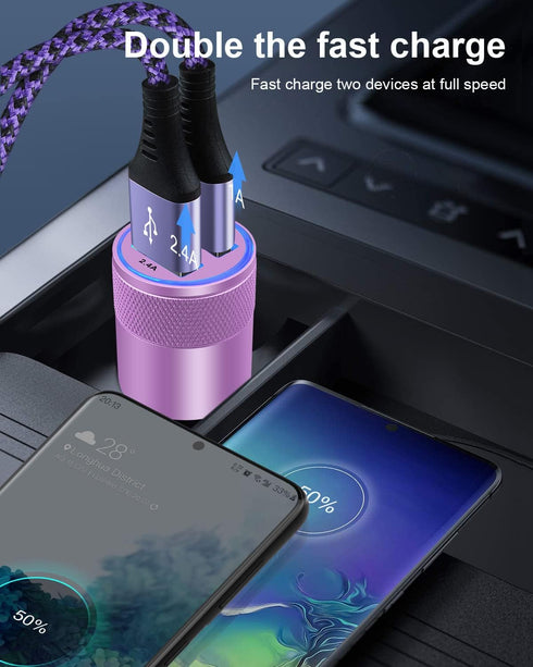 USB Car Charger, 2Pack Dual Port Cigarette Lighter Adapter for Samsung, iPhone, Google