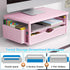 2 2-Tier gianotter Wood Monitor Stand Riser, Desk Organizer with Drawer and Pen Holders, Workspace Organizer for Office