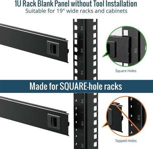 Tecmojo 5 Pack 1U 19 Rack Blank Panel, Cold Rolled Steel Rack Panel, Rack Mount Plate for in Server Rack Enclosure