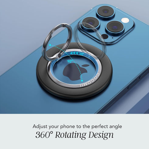 COCOMII 360 Magnetic Phone Ring Holder for MagSafe, Rotation Finger Grip Stand, Matte Black