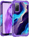 Hocase Heavy Duty Shockproof Case for Galaxy S20 FE 5G, Soft Silicone Rubber + Hard Plastic Bumper - Blue Purple Marble