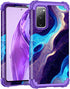 Hocase Heavy Duty Shockproof Case for Galaxy S20 FE 5G, Soft Silicone Rubber + Hard Plastic Bumper - Blue Purple Marble