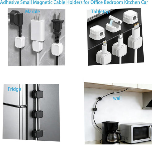 Htydjd 12 PCS Magnetic Cable Clips Cord Holder for Night Stand Magnetic Cable Organizer Desk Adhesive Cord Keepers