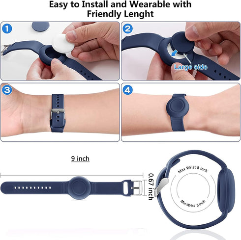 Waterproof Airtag Bracelet for Kids, Hidden Wristband Anti-Lost Silicon Holder Case for Toddler (Blue)