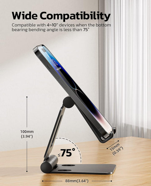 Nulaxy 2 Pack Dual Folding Cell Phone Stand, Fully Adjustable Foldable Desktop Holder Compatible with Phone 14 13 12 Pro