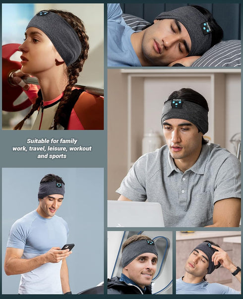 Perytong New Sleep Headphones Bluetooth Headband, Wireless Soft Headphones for Side Sleepers, Running, Travel