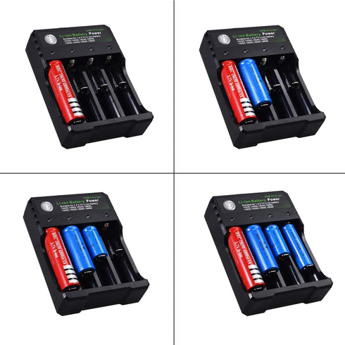 18650 Battery Charger 4 Bay Fast Charge for 3.7V Li-ion Batteries, USB Intelligent Universal Charger