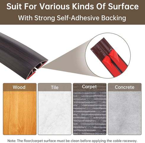 6.6Ft Floor Cord Covers Self Adhesive Cord Hider Extension Management Prevent Cable Trips Walnut Wood Grain for Cable
