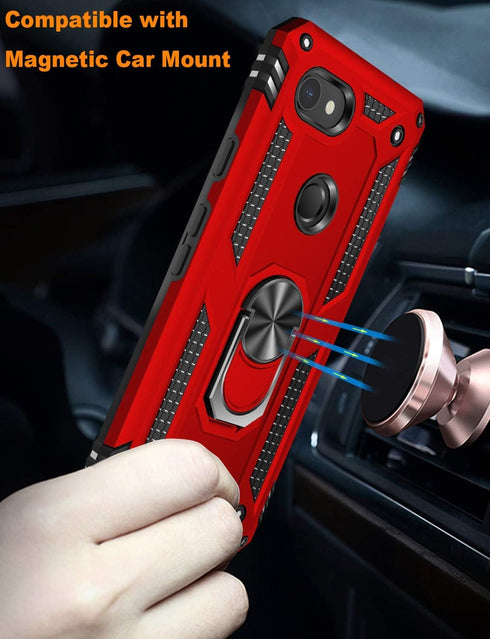 LUMARKE Google Pixel 3A Case with Screen Protector, Military Grade Protective Phone Cover with Magnetic Ring Kickstand