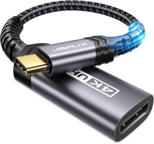 JSAUX USB C to DisplayPort Adapter 4K@60Hz, Type C to Display Port Cable Adapter for iPhone 15 Pro Max