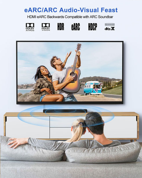 8K 10FT, 2.1 48Gbps Dolby (8K@60Hz 4K@120Hz 2K 3D 2.2&2.3) HDMI ARC/eARC Cable for Soundbar to TV eARC HDMI Cable High
