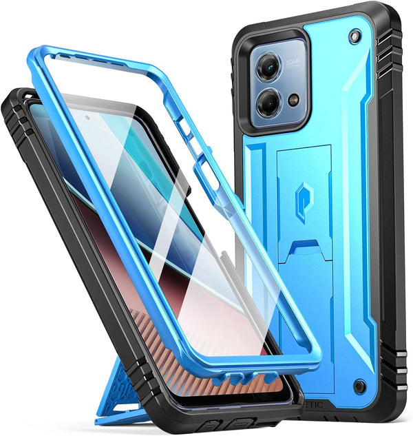 Poetic Revolution Case for Motorola Moto G Stylus 4G 2023 - Rugged, Shockproof, 20FT Drop Tested, Light Blue, Kickstand
