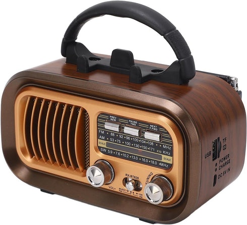 Diyeeni Portable Vintage Radio Speaker Bluetooth, Multifunctional Design, 3 Bands AM FM Radio,