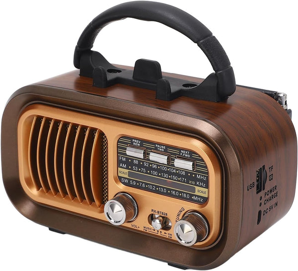 Diyeeni Portable Vintage Radio Speaker Bluetooth, Multifunctional Design, 3 Bands AM FM Radio,